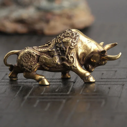 Wealthy Bull Brass Figurine