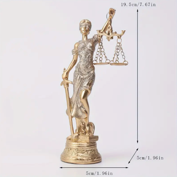 Elegant Golden Lady Justice Statue - Decorative Figurine with Scales