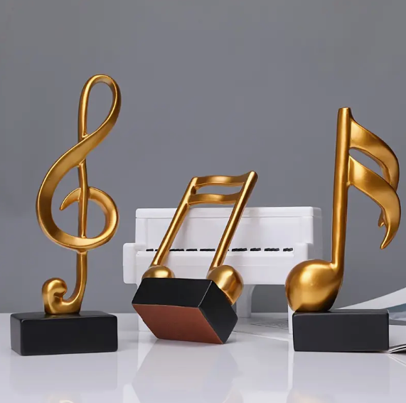Golden Symphony: Music Note Sculpture Set