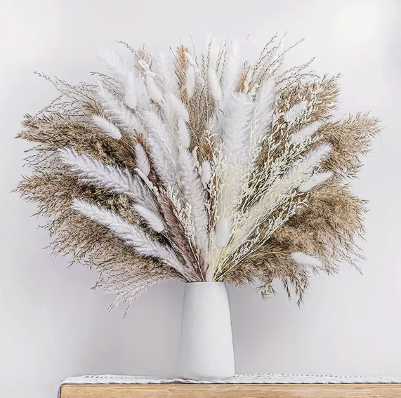 Rustic Elegance: Dried Pampas Grass & Reed Bouquet 52pc