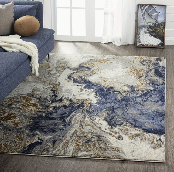 Marbled Elegance Abstract Area Rug
