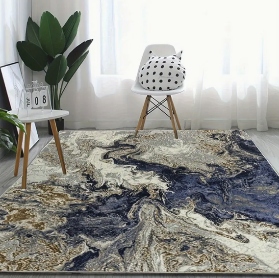 Marbled Elegance Abstract Area Rug